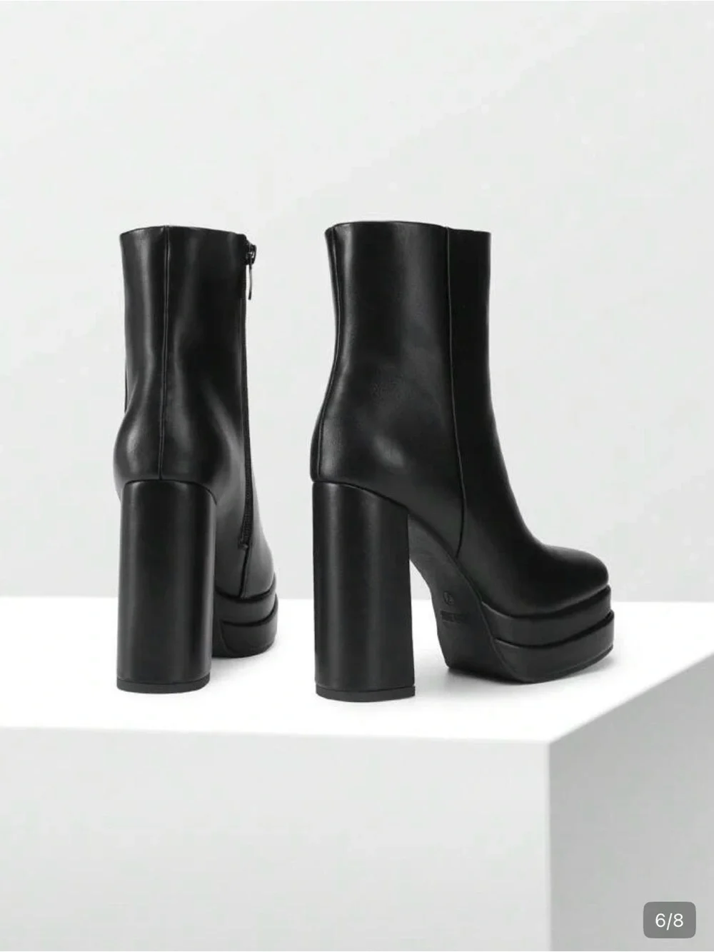 Black Platform Block Heel Ankle Boots - Women